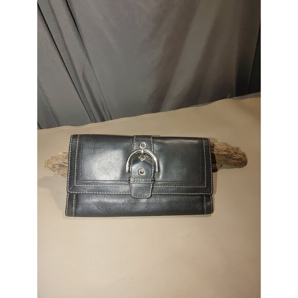 Coach Black Genuine Leather Wallet Card Slots ID Window - Picture 11 of 11